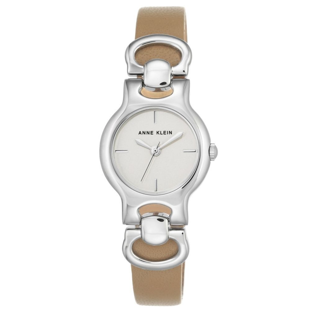 Anne Klein AK2631SVTNJ‎ Analog Watch Wristwatch For Women Silver & Grey/Tan